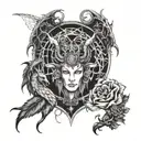 half taurus half capricorn. backround should be cobweb with angel with a lot of eyes tattoo design idea