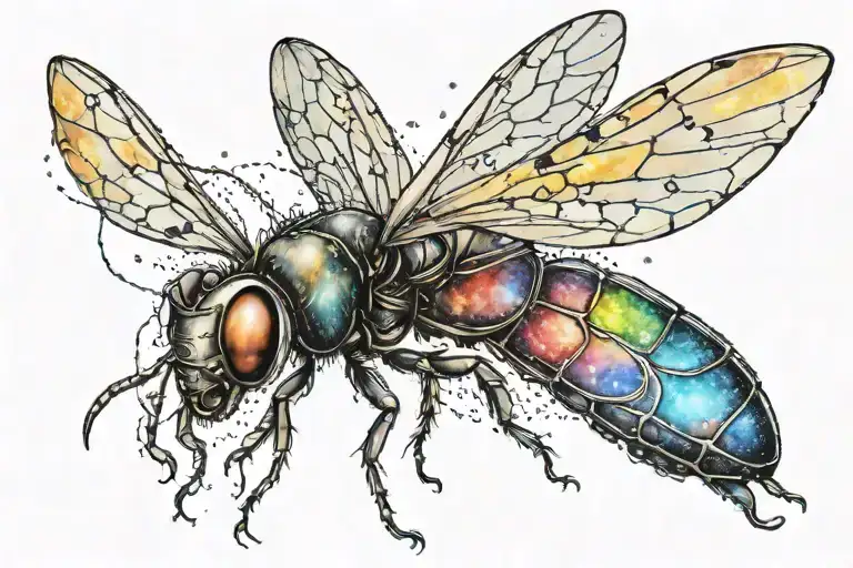 beautiful firefly with lgbtq colors with aquarius constelation tattoo design idea