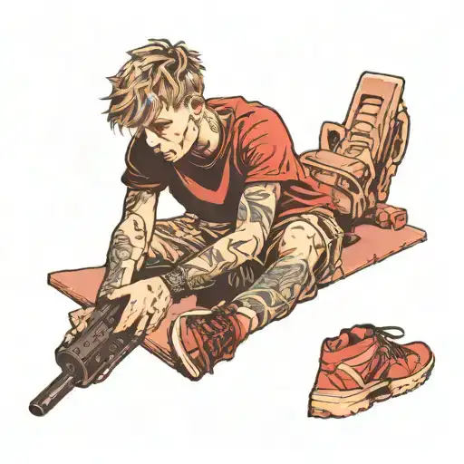 Gun Kelly sitting tattoo design idea