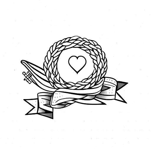 bow with heart arrow tattoo design idea