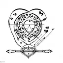 archery bow with heart arrow tattoo design idea