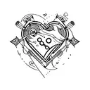 archery bow with heart arrow tattoo design idea