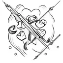 bow and arrow with a heart shaped tip tattoo design idea