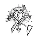 bow and arrow with a heart shaped tip tattoo design idea