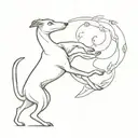 whippet and hare dancing together tattoo design idea