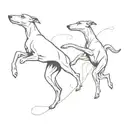 whippet and hare dancing together tattoo design idea