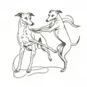 whippet and hare dancing together tattoo design idea
