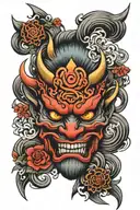 japanes oni mask-japanese symbols incorporated tattoo design idea