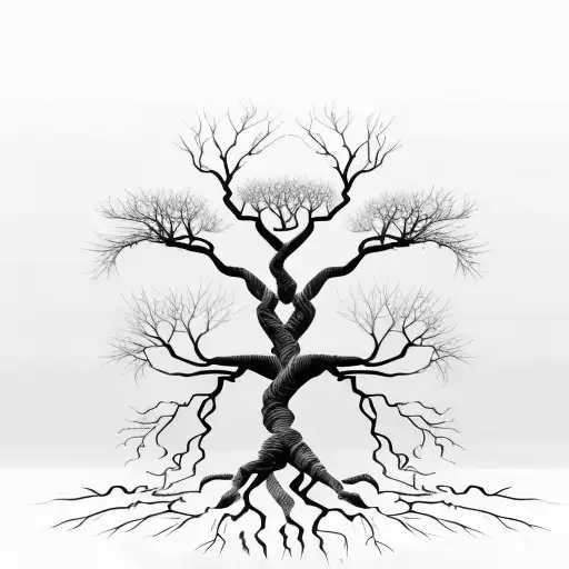 A tree with roots reaching deep into the earth and branches stretching towards the sky tattoo design idea
