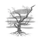 dead tree with creeping vines  tattoo design idea