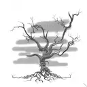 dead tree with creeping vines  tattoo design idea
