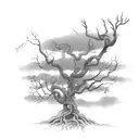 dead tree with creeping vines  tattoo design idea