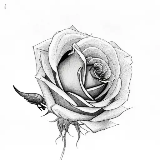yellow rose.  crow.  red lips kissing  tattoo design idea