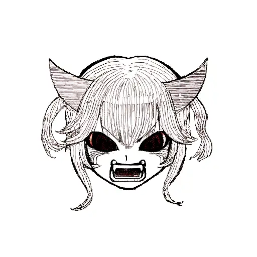 Anime Oni Mask Tattoo Idea - BlackInk AI