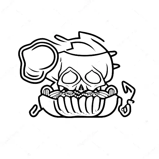 skull eating a hot dog  tattoo design idea
