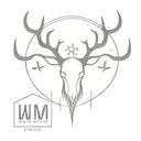 Symetrical womb tattoo featuring stag horns and a snowflake tattoo design idea