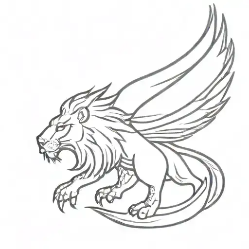 Combine elements of a Sikh eagle and a lion in a blackwork style tattoo tattoo design idea