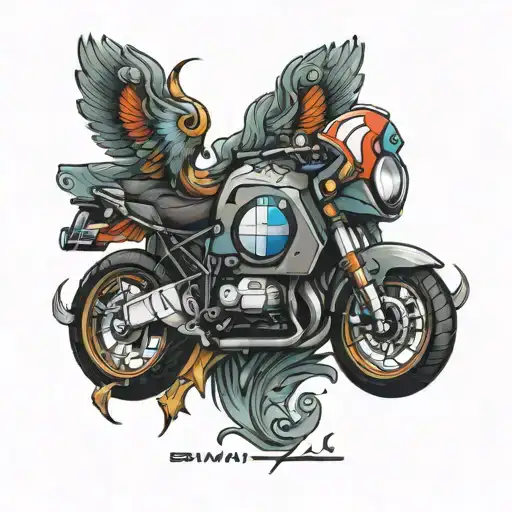 bmw logo incorporated within tattoo design idea