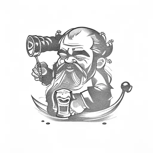 dwarf with beer tattoo design idea