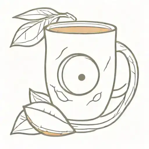 A coffee cup and mango fruit intertwined like a yin yang symbol tattoo design idea