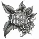 forever blessed written tattoo design idea
