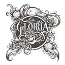 Gloria name with smoke effect tattoo design idea