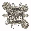 Gloria name with smoke effect tattoo design idea