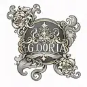 Gloria name with smoke effect tattoo design idea