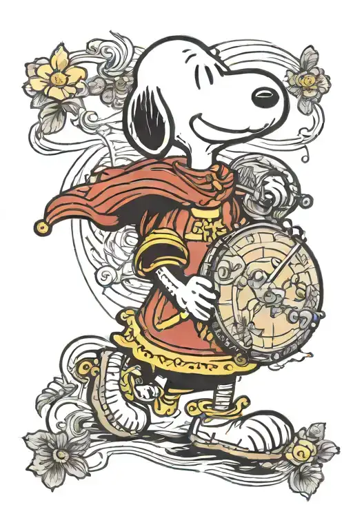 snoopy protecting Woodstock tattoo design idea