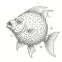 A golf ball morphing into a marine fish underwater tattoo design idea
