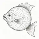 A golf ball morphing into a marine fish underwater tattoo design idea