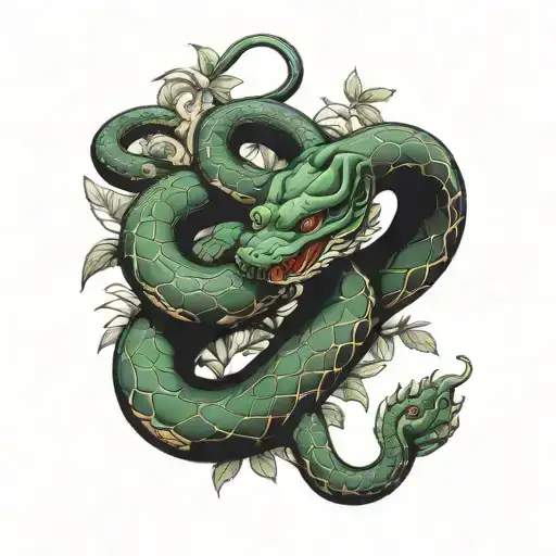 snakes wrapped around arm tattoo design idea