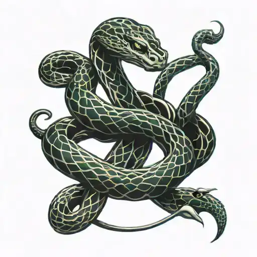 3 Snakes entretwined together symbolizing loyalty femininity and power   tattoo design idea