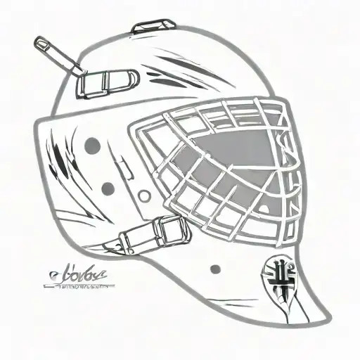 hockey goalie mask with crossed hockey goalie sticks tattoo design idea