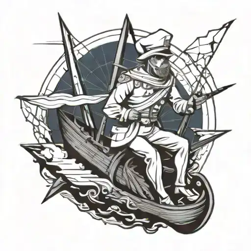 sheet ghost captain of boat sailing tattoo design idea