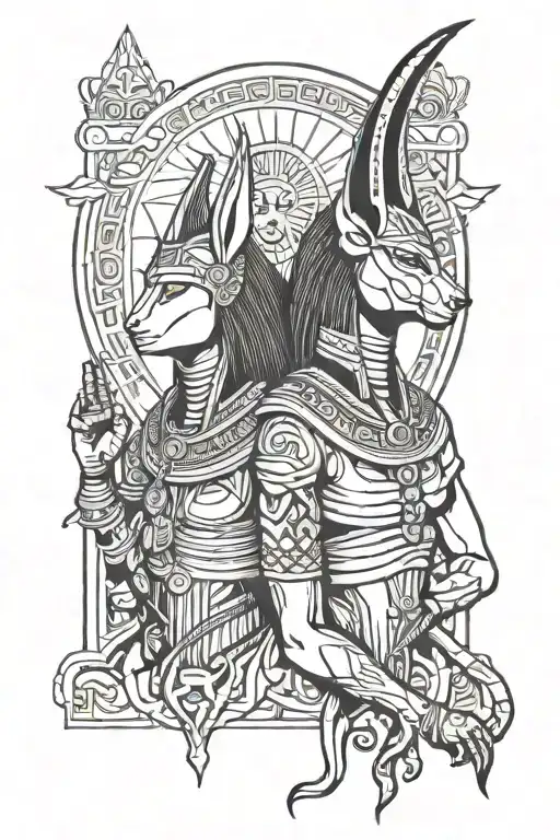 Osiris ve anubis god tattoo design idea