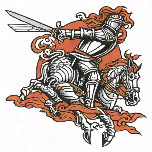 Knight holding sword overhead Linear tattoo tattoo design idea