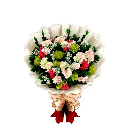 A realistic hand holding a bouquet of mint and rosemary flowers with pastry decorations tattoo design idea