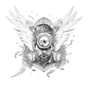 patchwork style icarus tatoo tattoo design idea