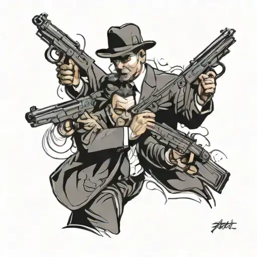 gangsters with gun barrels tattoo design idea