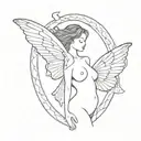butterfly and angel wings look with an outline in the middle of a woman's chest to thighs no face and no legs  tattoo design idea