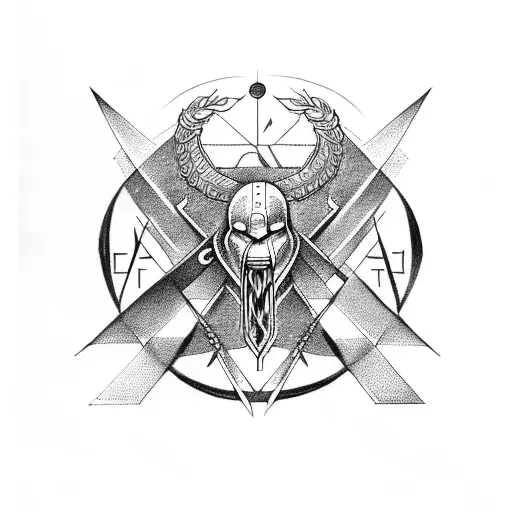 viking geometry slave crows runes fenrir tattoo design idea
