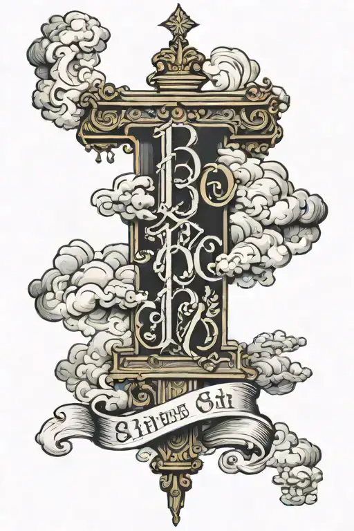 bible scripture roman's 8:11 surrounded by clouds tattoo design idea