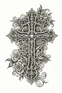 bible scripture roman's 8:11 and a cross intertwined tattoo design idea