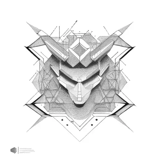 Incorporate IT symbols and coding elements into a geometric tattoo design representing the interconnectedness of technology and philosophy tattoo design idea