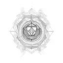 Incorporate IT symbols and coding elements into a geometric tattoo design representing the interconnectedness of technology and philosophy tattoo design idea