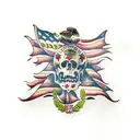 mexican and american flag mix  tattoo design idea