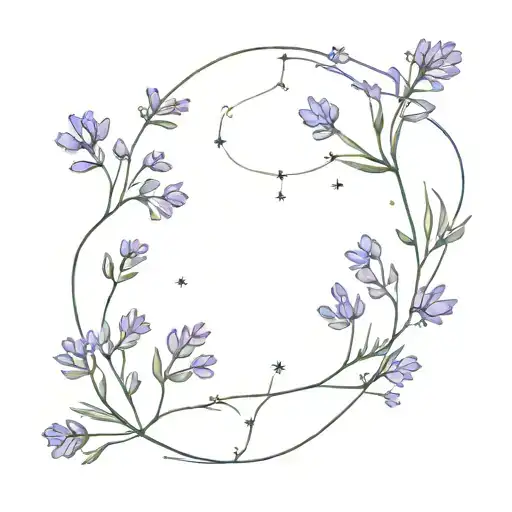 Gemini constellation made of lavender   tattoo design idea