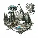 wilderness scene tattoo design idea