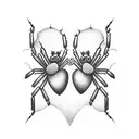Two spiders making a heart tattoo design idea